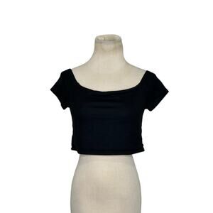 Blue Life black off shoulder short sleeves crop top size M